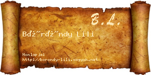 Böröndy Lili névjegykártya