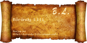 Böröndy Lili névjegykártya