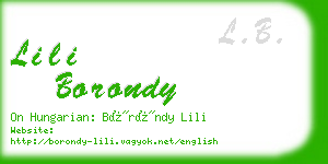 lili borondy business card